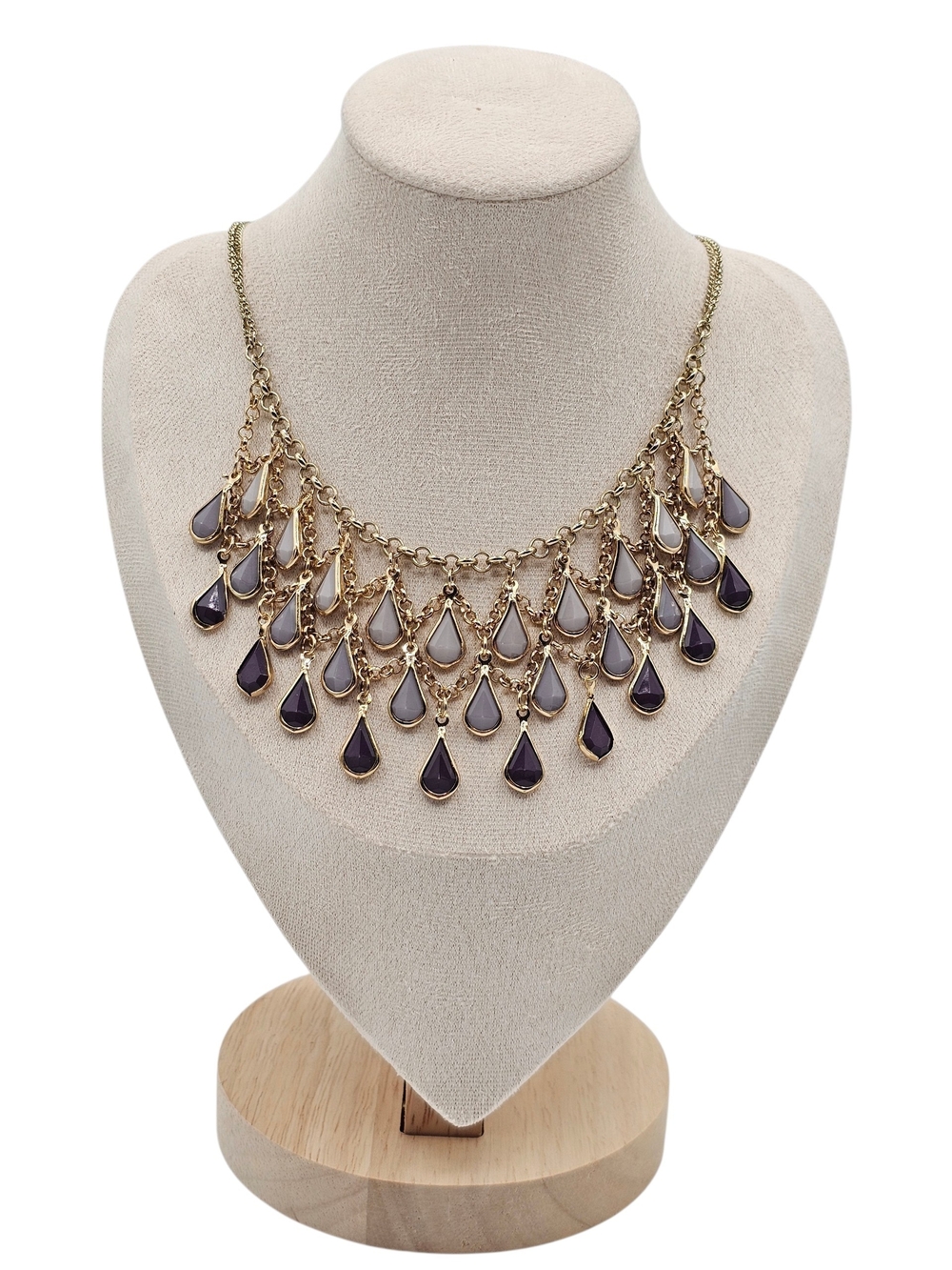LC Lauren Conrad Gold-Tone Necklace with Purple Ombre Teardrop Charms